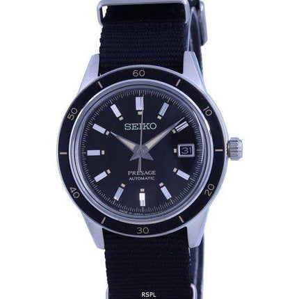 Seiko Presage Style anni '60 quadrante nero cinturino in nylon automatico SRPG09 SRPG09J1 SRPG09J Orologio da uomo