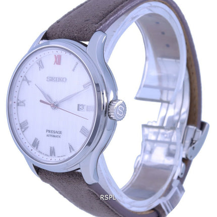 Orologio da uomo Seiko Presage Zen Garden quadrante bianco cinturino in pelle automatico SRPG25 SRPG25J1 SRPG25J