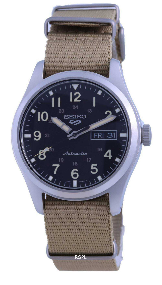 Orologio da uomo Seiko 5 Sports Field quadrante nero automatico SRPG35 SRPG35K1 SRPG35K 100M