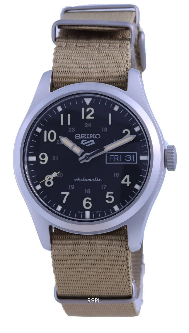 Orologio da uomo Seiko 5 Sports Field con quadrante nero, automatico, SRPG35 SRPG35K1 SRPG35K, 100 m, ricondizionato