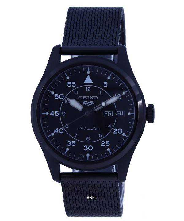 Orologio da uomo Seiko 5 Sports Flieger in acciaio inossidabile con quadrante nero automatico SRPH25K1 100M