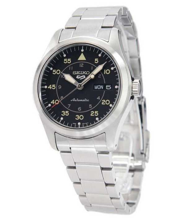 Orologio da uomo Seiko 5 Sports Flieger Field in acciaio inossidabile quadrante nero automatico SRPH27K1 100M