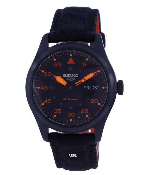 Orologio da uomo Seiko 5 Sports Flieger Nylon quadrante nero automatico SRPH33K1 100M