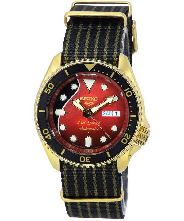 Orologio da uomo Seiko 5 Sports Brian May Red Special Limited Edition con cinturino in nylon automatico SRPH80J1 100M