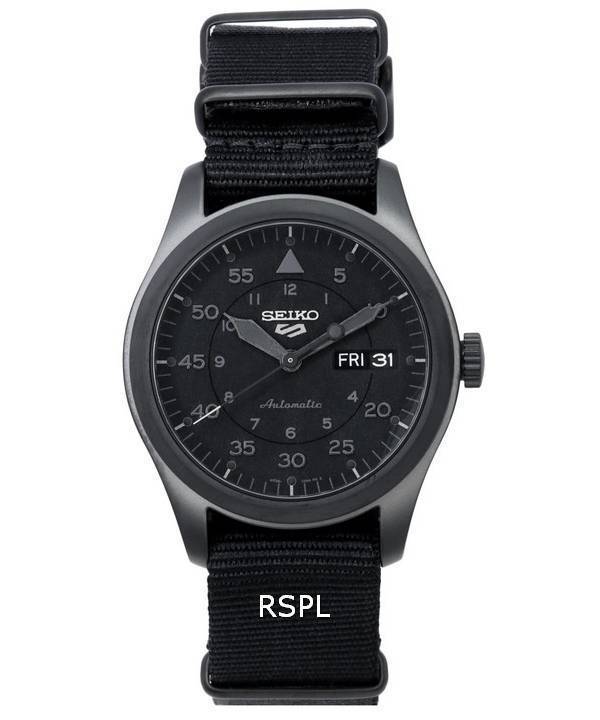 Orologio da uomo Seiko 5 Sports Stealth ricondizionato con cinturino in nylon e quadrante nero, automatico SRPJ11 SRPJ11K1 SRPJ11K 100M