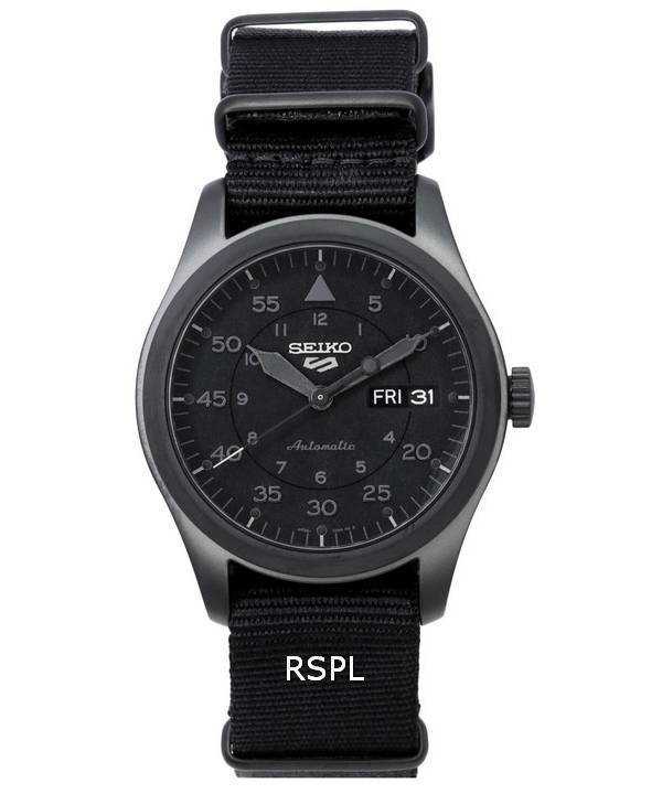 Orologio da uomo Seiko 5 Sports Stealth cinturino in nylon quadrante nero automatico SRPJ11 SRPJ11K1 SRPJ11K 100M