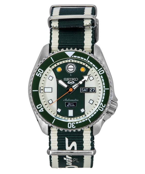 Orologio da uomo Seiko 5 Sports Honda Super Cub Limited Edition quadrante bianco e verde automatico SRPJ49K1 100M
