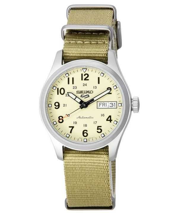 Orologio da uomo Seiko 5 Sports Desert Kit Midfield cinturino in nylon quadrante crema automatico SRPJ83K1 100M