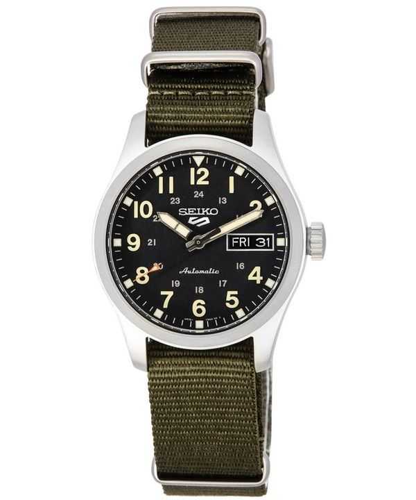 Orologio da uomo Seiko 5 Sports Green Zone Midfield quadrante nero automatico SRPJ85K1 100M