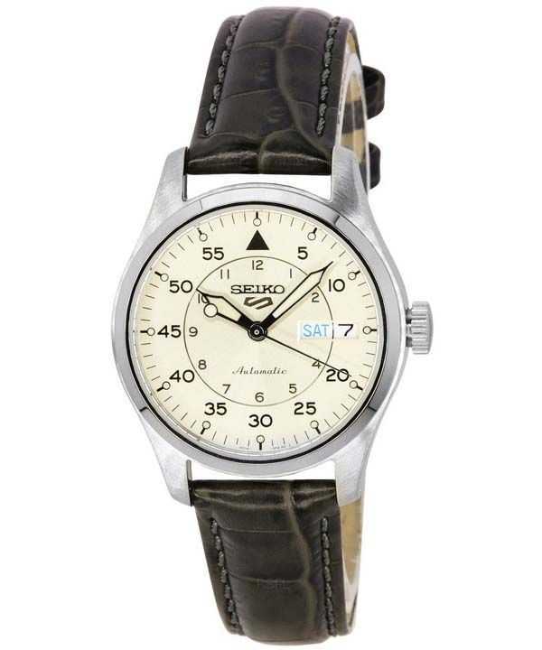 Orologio da uomo Seiko 5 Sports GMT Champagne Flieger Suit Style con cinturino in pelle automatico SRPJ87K1 100M ricondizionato