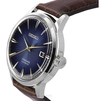Orologio da uomo Seiko Presage Cocktail Time cinturino in pelle di vitello quadrante blu automatico SRPK15J1