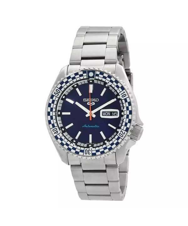 Orologio da uomo Seiko 5 Sports SKX Series Checker Flag Special Edition quadrante blu petrolio automatico SRPK65K1 100M
