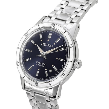 Orologio da uomo Seiko Presage Style anni '60 in acciaio inossidabile con quadrante blu automatico SRPL07J1