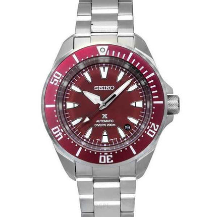 Orologio da uomo Seiko Prospex Sea Samurai Shog-urai in acciaio inossidabile con quadrante rosso automatico subacqueo SRPL11K1 2