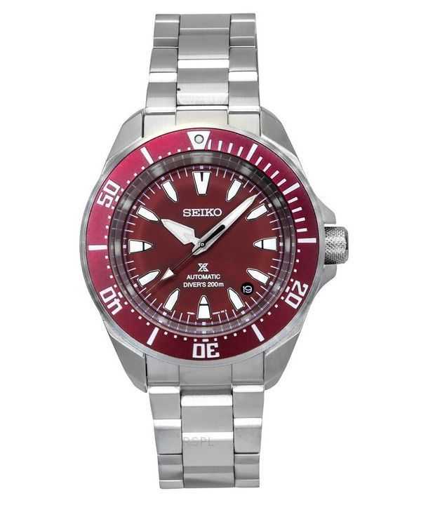 Orologio da uomo Seiko Prospex Sea Samurai Shog-urai in acciaio inossidabile con quadrante rosso automatico subacqueo SRPL11K1 2