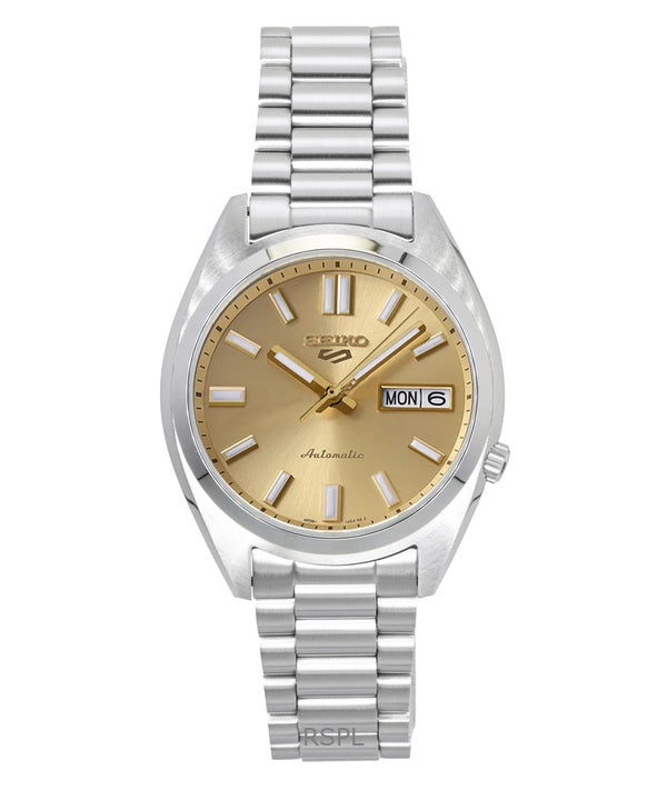 Orologio da uomo Seiko 5 Sports SNXS in acciaio inossidabile con quadrante dorato, automatico SRPL59K1, 100 m