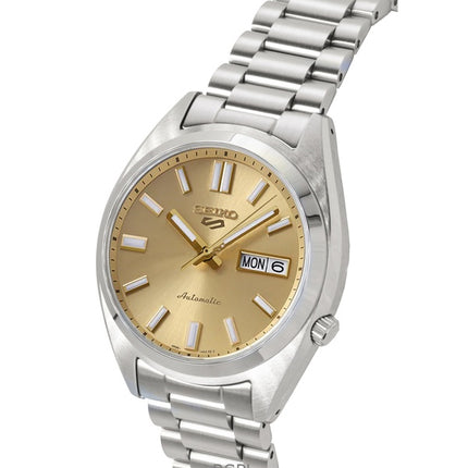 Orologio da uomo Seiko 5 Sports SNXS in acciaio inossidabile con quadrante dorato, automatico SRPL59K1, 100 m