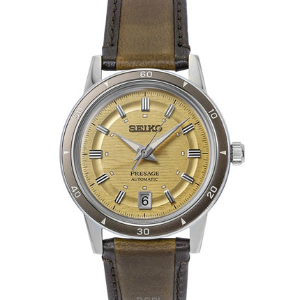 Orologio da uomo Seiko Presage Style anni '60 in acciaio inossidabile con quadrante dorato automatico SRPL75J1