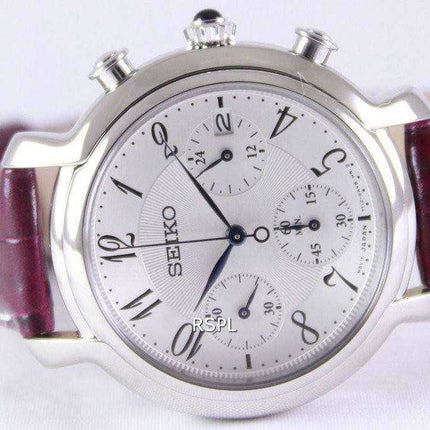 Orologio da donna con cinturino in pelle con cronografo al quarzo Seiko SRW875P2