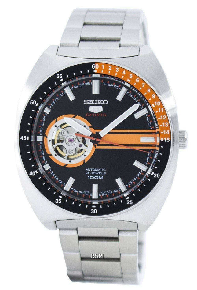 Orologio da uomo automatico Seiko 5 da 24 pollici con quadrante a cuore aperto SSA331 SSA331K1 SSA331K