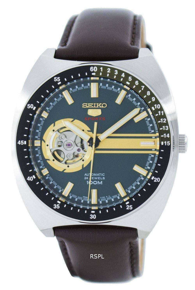 Orologio da uomo automatico Seiko 5 da 24 rubini con quadrante a cuore aperto SSA333 SSA333K1 SSA333K