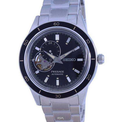 Orologio da uomo Seiko Presage Style anni &#39;60 Open Heart quadrante nero automatico SSA425 SSA425J1 SSA425J