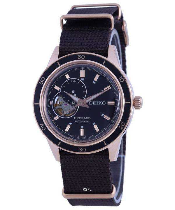 Orologio da uomo Seiko Presage Style 60&#39;s Open Heart quadrante nero automatico SSA426 SSA426J1 SSA426J