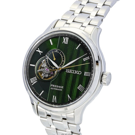 Orologio da uomo Seiko Presage Japanese Garden in acciaio inossidabile con quadrante verde automatico SSA463J1