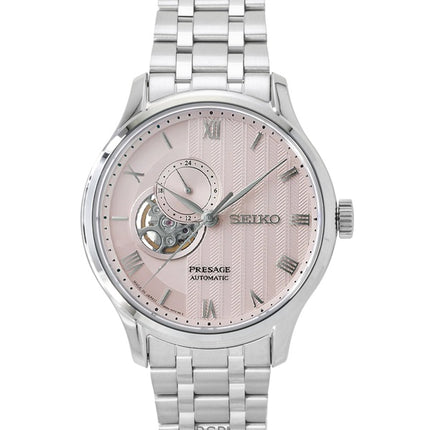 Orologio da uomo Seiko Presage Japanese Garden in acciaio inossidabile con quadrante rosa pallido, automatico SSA465J1