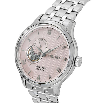 Orologio da uomo Seiko Presage Japanese Garden in acciaio inossidabile con quadrante rosa pallido, automatico SSA465J1