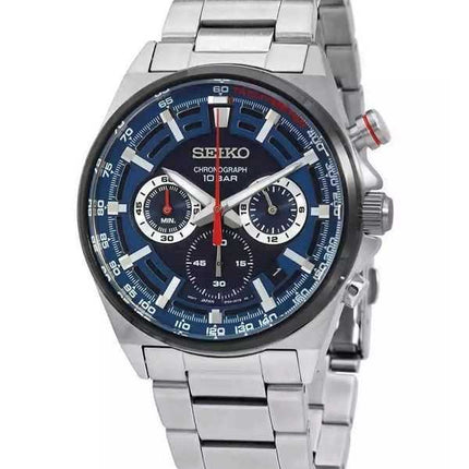 Orologio da uomo Seiko Conceptual Chronograph in acciaio inossidabile con quadrante blu al quarzo SSB407P1 100M