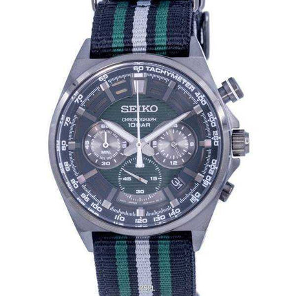 Orologio da uomo Seiko Chronograph Nylon quadrante verde quarzo SSB411 SSB411P1 SSB411P 100M orologio da uomo