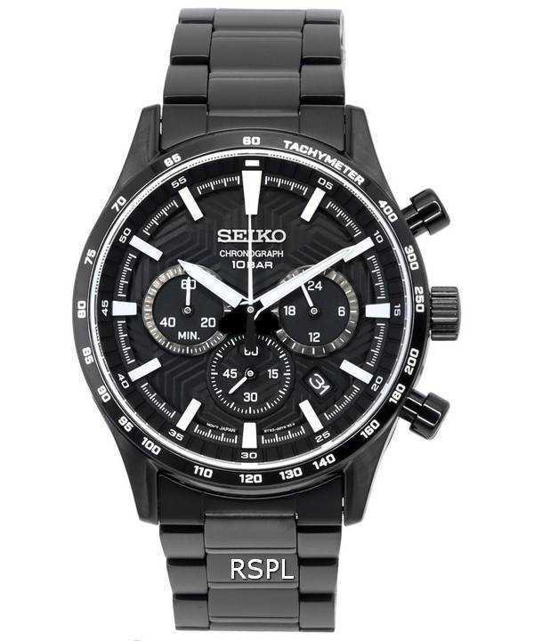 Orologio da uomo Seiko Urban Sports cronografo quadrante nero al quarzo SSB415 SSB415P1 SSB415P 100M