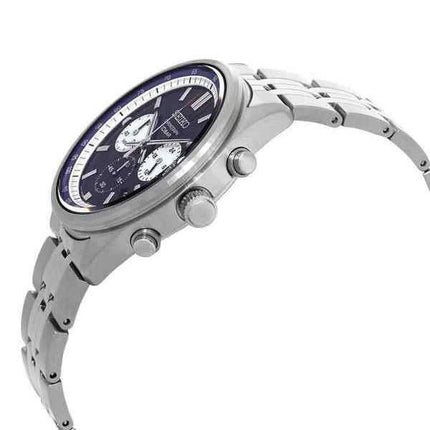 Orologio da uomo Seiko Discover More Chronograph in acciaio inossidabile con quadrante blu al quarzo SSB427P1 100M