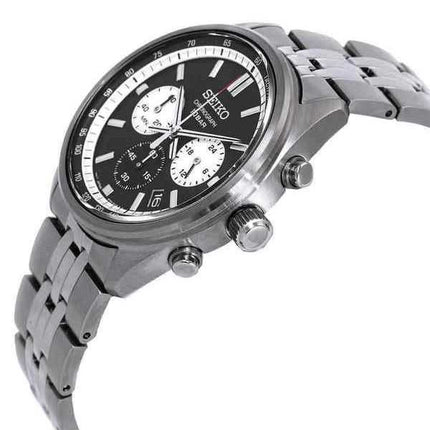 Orologio da uomo Seiko cronografo in acciaio inossidabile quadrante nero al quarzo SSB429P1 100M