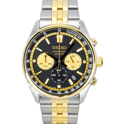 Orologio da uomo Seiko Conceptual Chronograph bicolore in acciaio inossidabile con quadrante nero al quarzo SSB430P1 100M