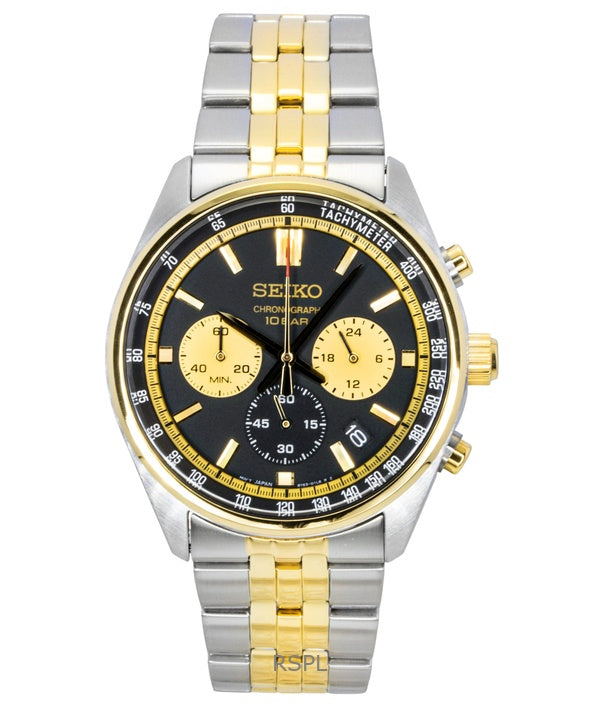 Orologio da uomo Seiko Conceptual Chronograph bicolore in acciaio inossidabile con quadrante nero al quarzo SSB430P1 100M