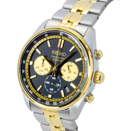 Orologio da uomo Seiko Conceptual Chronograph bicolore in acciaio inossidabile con quadrante nero al quarzo SSB430P1 100M