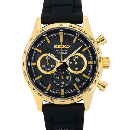 Orologio da uomo Seiko Sport Chronograph con cinturino in silicone e quadrante nero al quarzo SSB446P1 100M