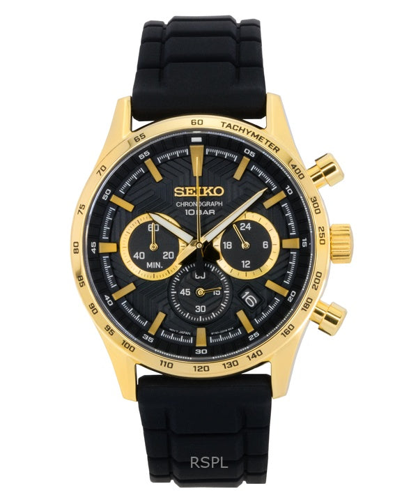 Orologio da uomo Seiko Sport Chronograph con cinturino in silicone e quadrante nero al quarzo SSB446P1 100M