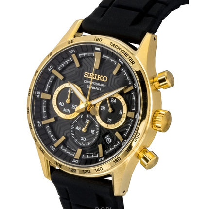 Orologio da uomo Seiko Sport Chronograph con cinturino in silicone e quadrante nero al quarzo SSB446P1 100M