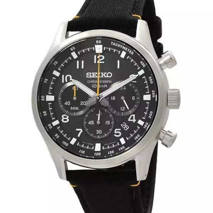 Orologio da uomo Seiko Discover More Sport Cronografo Cinturino in nylon Quadrante nero Quarzo SSB449P1 100M