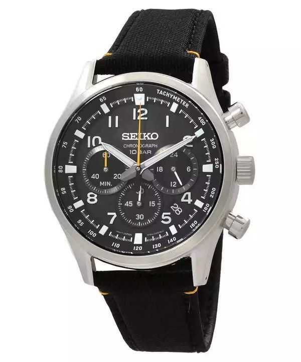 Orologio da uomo Seiko Discover More Sport Cronografo Cinturino in nylon Quadrante nero Quarzo SSB449P1 100M