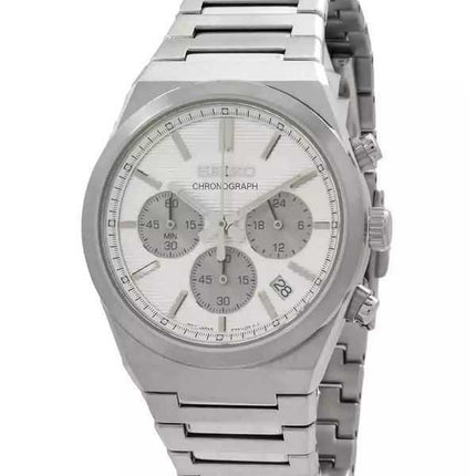 Orologio da uomo Seiko Discover More Classic Chronograph in acciaio inossidabile con quadrante bianco al quarzo SSB451P1 100M
