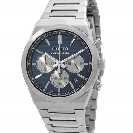 Orologio da uomo Seiko Sport Chronograph in acciaio inossidabile con quadrante blu al quarzo SSB453P1 100M