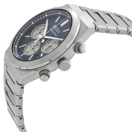 Orologio da uomo Seiko Sport Chronograph in acciaio inossidabile con quadrante blu al quarzo SSB453P1 100M