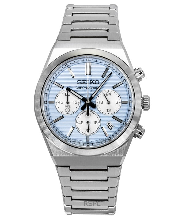 Orologio da uomo Seiko Conceptual Chronograph in acciaio inossidabile con quadrante blu chiaro al quarzo SSB459P1 100M