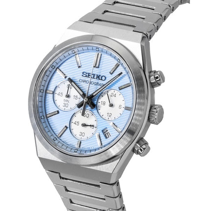 Orologio da uomo Seiko Conceptual Chronograph in acciaio inossidabile con quadrante blu chiaro al quarzo SSB459P1 100M