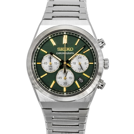 Orologio da uomo Seiko Sport Chronograph in acciaio inossidabile con quadrante verde al quarzo SSB461P1 100M