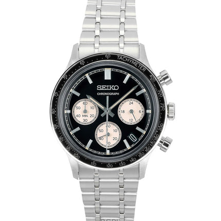 Orologio da uomo Seiko Cronografo in acciaio inossidabile con quadrante nero al quarzo SSB479P1